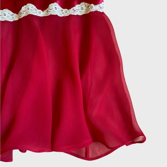 Vintage Fantasies by Morgan Taylor Red Satin Lace Nightgown Slip Dress Size L - Picture 8 of 15